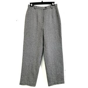 Ann Taylor Brown Beigh Herringbone Wool Pants Size 8 Petites Lined Dress Pants